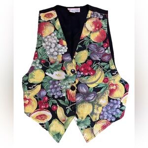 Vintage Medium Brooke Leigh Fruit Vest Made USA Cotton Poly Blend